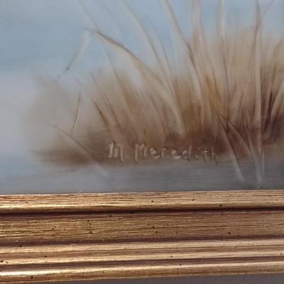 Swan Design Painting by Local Artist- Framed Under Glass- Approx 11" x 15"