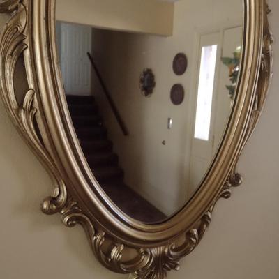 Decorative Composite Framed Oval Wall Mirror