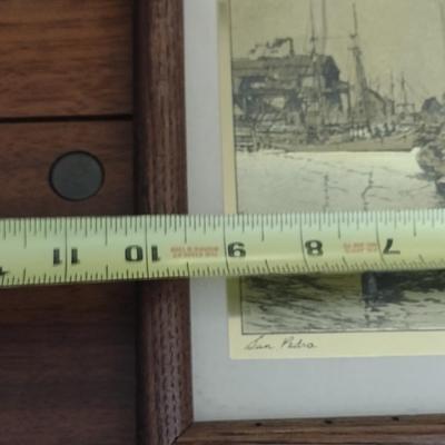 Set of Four Framed Gold Foil Etchings by Lionel Barrymore- Approx 8 1/2" x 10"