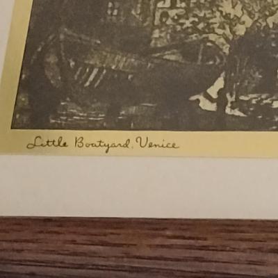 Set of Four Framed Gold Foil Etchings by Lionel Barrymore- Approx 8 1/2" x 10"