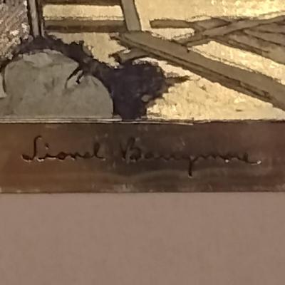 Set of Four Framed Gold Foil Etchings by Lionel Barrymore- Approx 8 1/2" x 10"