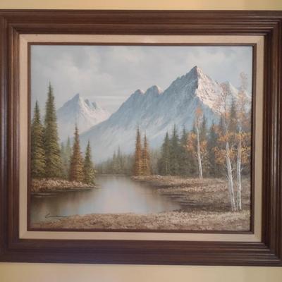 Original Framed Artwork Mountain Scene by Carson