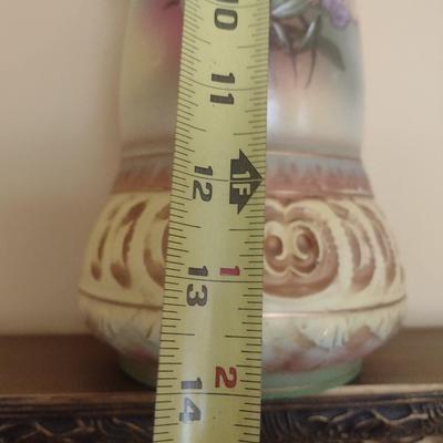 Antique Austrian Hand Painted Vase with Pierced Handles