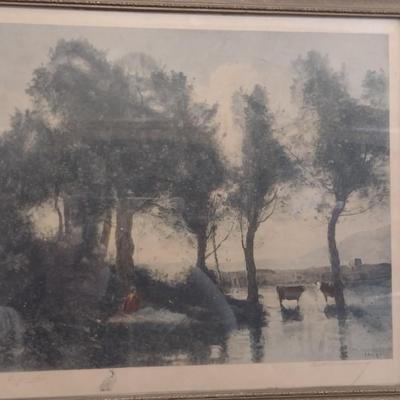 Vintage Landscape Print- Framed Under Glass- Approx 19" x 16 1/2"
