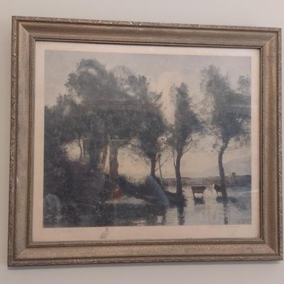 Vintage Landscape Print- Framed Under Glass- Approx 19" x 16 1/2"