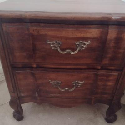 Burlington Wood Finish Double Drawer Bedside Dresser Choice A