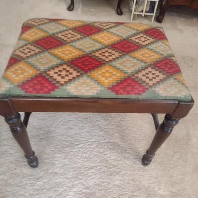 Wood Framed Upholstered Top Bedside Stool
