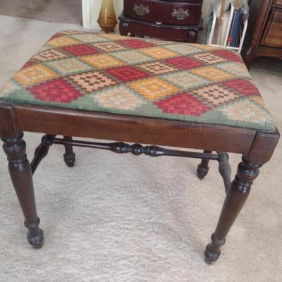 Wood Framed Upholstered Top Bedside Stool