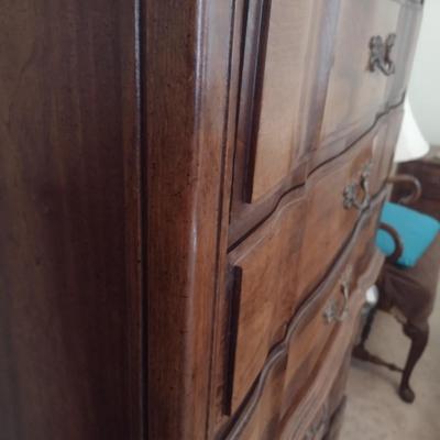 Burlington Wood Finish Tallboy Six Drawer Dresser
