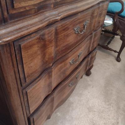 Burlington Wood Finish Tallboy Six Drawer Dresser