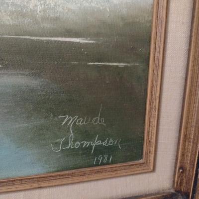 Original Framed Art Waterfall Scene by Maude Thompson