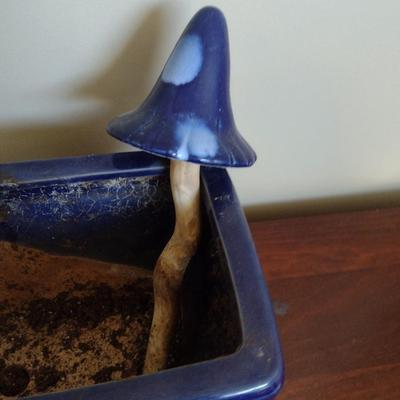 Glazed Ceramic Planter with Attached Under Plate- Approx 12" x 6" x 5 1/2" Tall