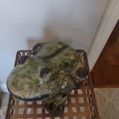 Glazed Terra Cotta Frog Lawn Art- Approx 7" Tall