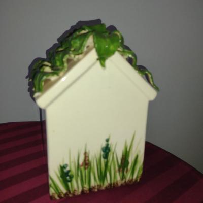 Handmade Ceramic Birdhouse Design Home Decor- Approx 9 1/2" Tall