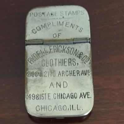 Vintage Metal Advertisement Postage Stamp Case/Match Safe