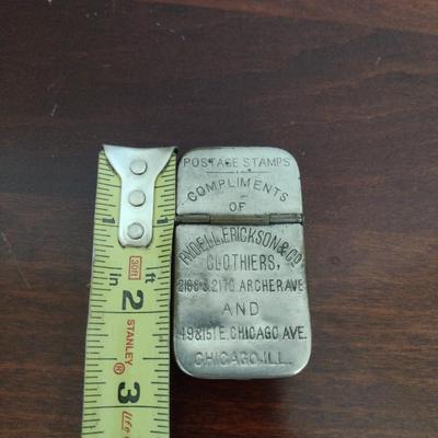 Vintage Metal Advertisement Postage Stamp Case/Match Safe
