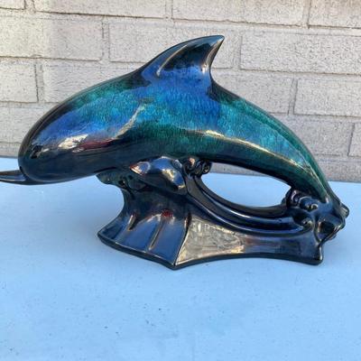 Vintage Blue Mountain Pottery Leaping Dolphin Figurine