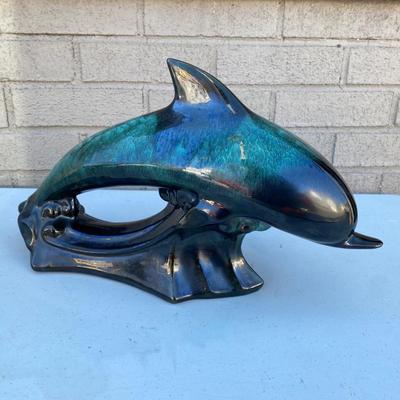 Vintage Blue Mountain Pottery Leaping Dolphin Figurine