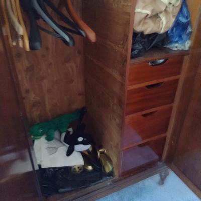 Vintage Mahogany Double Door Wardrobe with Sweater Drawer Feature