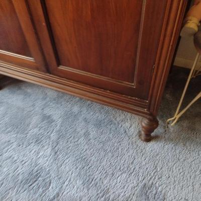 Vintage Mahogany Double Door Wardrobe with Sweater Drawer Feature