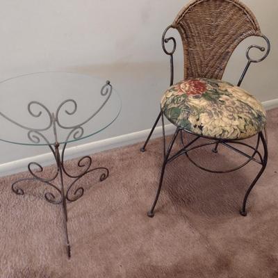 Wrought Metal Dainty Chair and Table Set