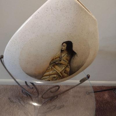 Native American Themed Pottery Ceramic Centerpiece Vase