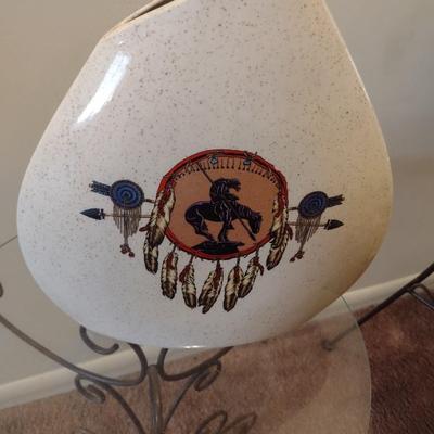 Native American Themed Pottery Ceramic Centerpiece Vase