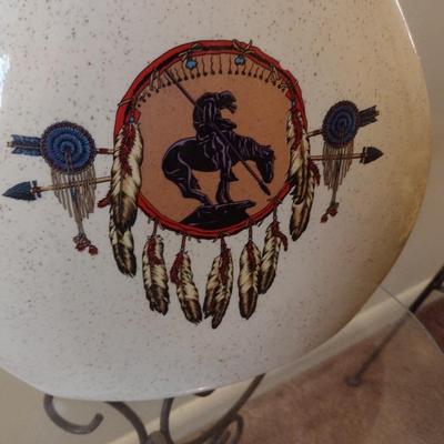 Native American Themed Pottery Ceramic Centerpiece Vase