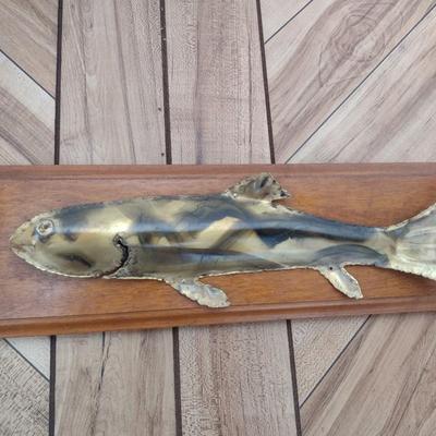 Folk Art Metal Fish Wall Plaque