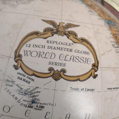 Vintage Replogle Desktop World Globe 12" dia.