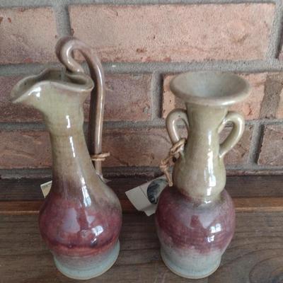 Pair of Nichols Pottery Seagrove, NC Pottery Rebecca Pitcher and Naomi and Ruth Water Vessel