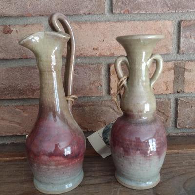 Pair of Nichols Pottery Seagrove, NC Pottery Rebecca Pitcher and Naomi and Ruth Water Vessel