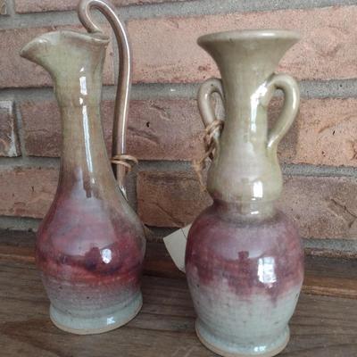 Pair of Nichols Pottery Seagrove, NC Pottery Rebecca Pitcher and Naomi and Ruth Water Vessel