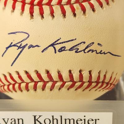 Ryan Kohlmeier OMLB Signed Autographed Baseball In Collectors Case