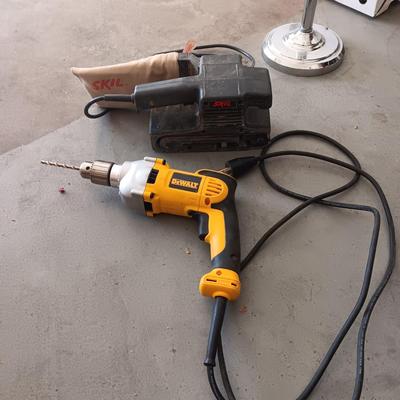 DEWALT 1/2" DRILL AND A BELT SANDER