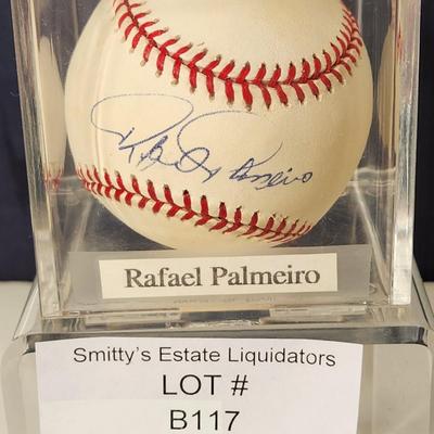 Rafael Palmerio OMLB Signed Autographed Baseball In Collectors Case