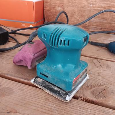 HEAT GUN, DETAIL SANDER, PALM SANDER AND RECHARGEABLE 3/8" DRILL DRIVER