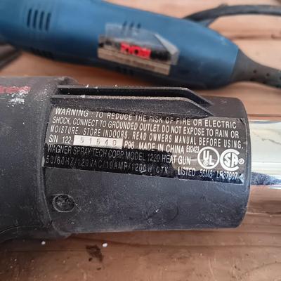 HEAT GUN, DETAIL SANDER, PALM SANDER AND RECHARGEABLE 3/8" DRILL DRIVER
