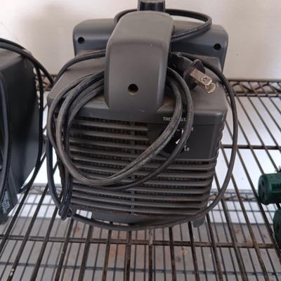 2 SMALL DURACRAFT ELECTRIC HEATERS, NEW MULTI OUTLET SURGE PROTECTOR AND NEW TIMER