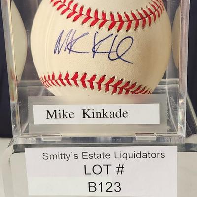 Mike Kinkade OMLB Signed Autographed Baseball In Collectors Case