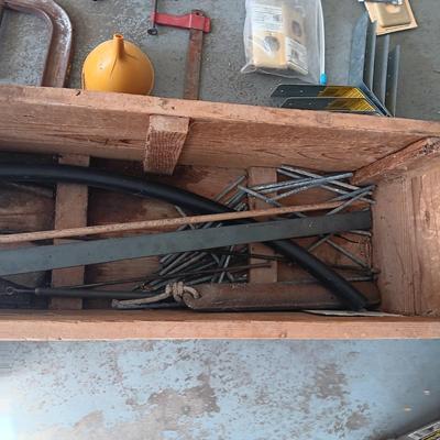 LARGE WOODEN BOS, BUNGEE CORDS, C-CLAMPS AND MORE