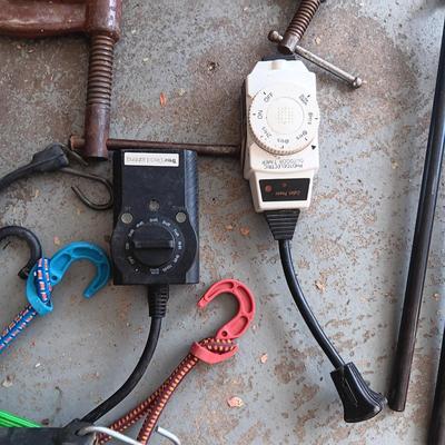 LARGE WOODEN BOS, BUNGEE CORDS, C-CLAMPS AND MORE