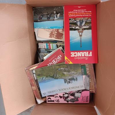 BOX FULL OF TRAVEL FLYERS, MAPS, PAMPHLETS ETC