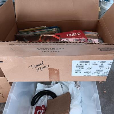 BOX FULL OF TRAVEL FLYERS, MAPS, PAMPHLETS ETC