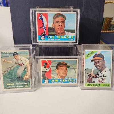 4 Baltimore Orioles Baseball Cards Signed Autorgraphed Gus Triandos Jim Gentile Paul Blair Willie Miranda