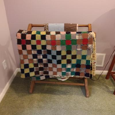 DAVY CROCKETT FULL SIZE HANDMADE QUILT AND A SECOND QUILT PLUS AN AFGHAN STAND