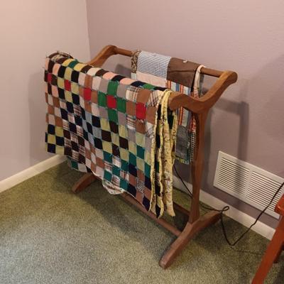 DAVY CROCKETT FULL SIZE HANDMADE QUILT AND A SECOND QUILT PLUS AN AFGHAN STAND