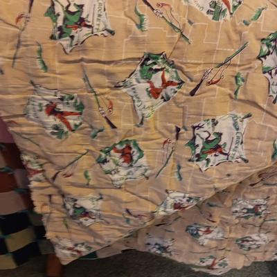 DAVY CROCKETT FULL SIZE HANDMADE QUILT AND A SECOND QUILT PLUS AN AFGHAN STAND