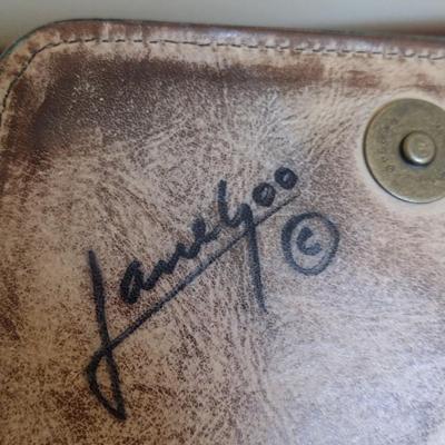 Jane Yoo Hand Painted Leather Crossbody Bag- Butterfly Design- Signed by Artist