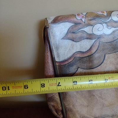 Jane Yoo Hand Painted Leather Crossbody Bag- Butterfly Design- Signed by Artist